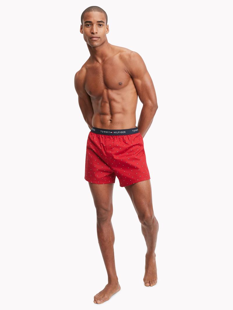 Férfi Tommy Hilfiger Pamut classics boxer 3pk Boxers Sötétkék Kék Piros | HU 1341GSO